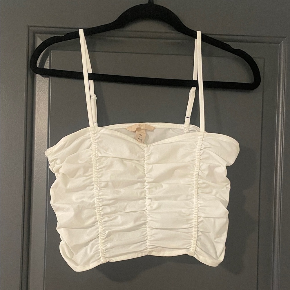 H&M White Ruched Camisole Top